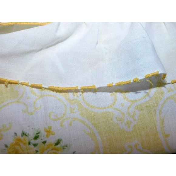 VTG Shabby Chic Yellow Cameo Rose Full / Double Flat Sheet Ruffle Edge Cottage - Picture 8 of 8
